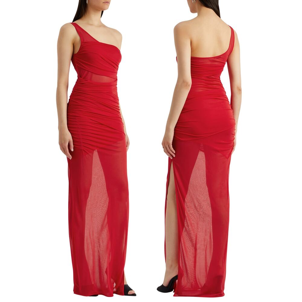 GAUGE81 Moni Maxi Dress One Shoulder Tulle Ruched Party Formal Wedding Guest XS